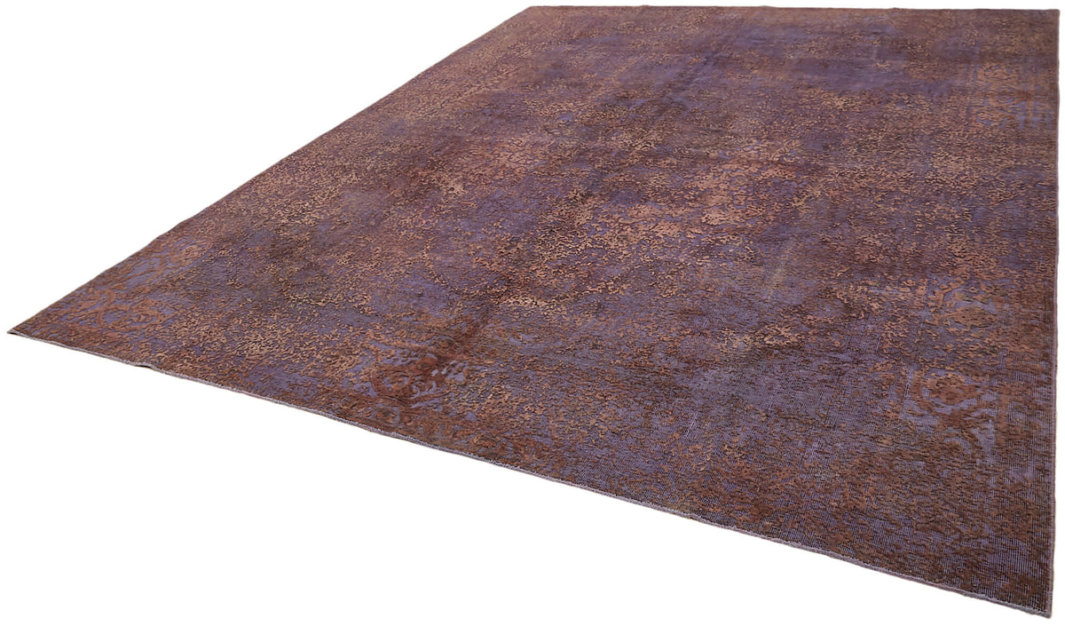 Zelko Overdyed Mor Halı, Toprak Tonlu Madalyon Desenli 295x387 cm 44329 – doku yakın çekim