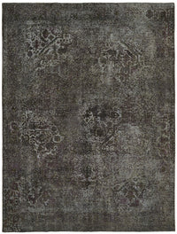 Zelko Antrasit Gri Soyut Desenli Modern Yün El Dokuma Halı 298x384 cm