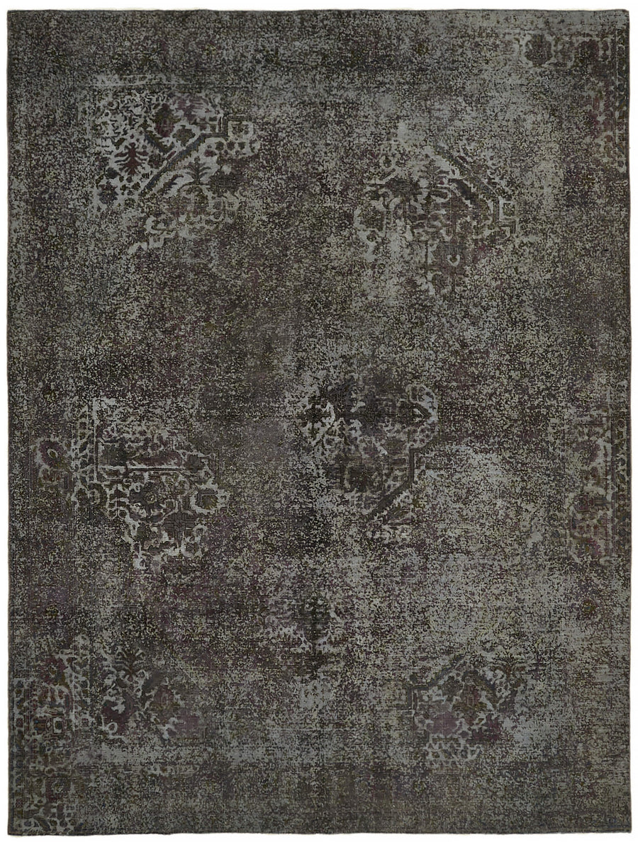 Zelko Antrasit Gri Soyut Desenli Modern Yün El Dokuma Halı 298x384 cm