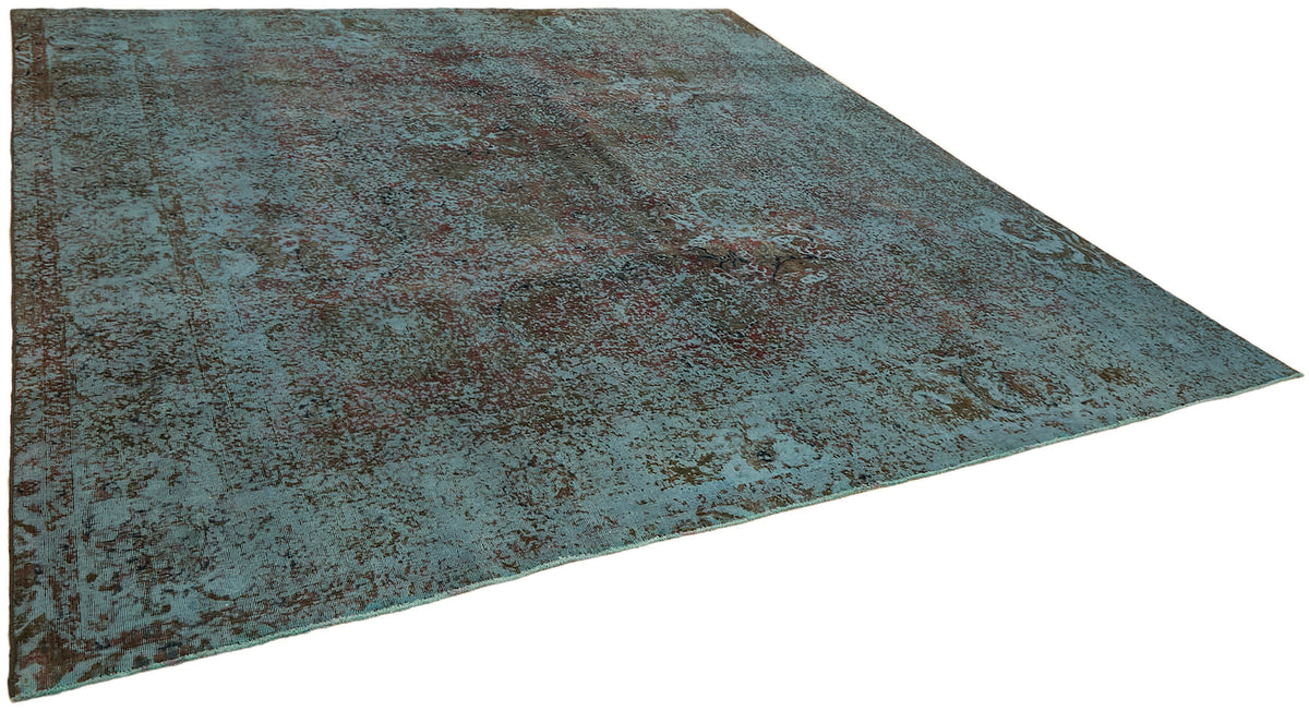 Zelko Overdyed Mavi Soyut Desenli Vintage Halı 331x331 cm – genel görünüm