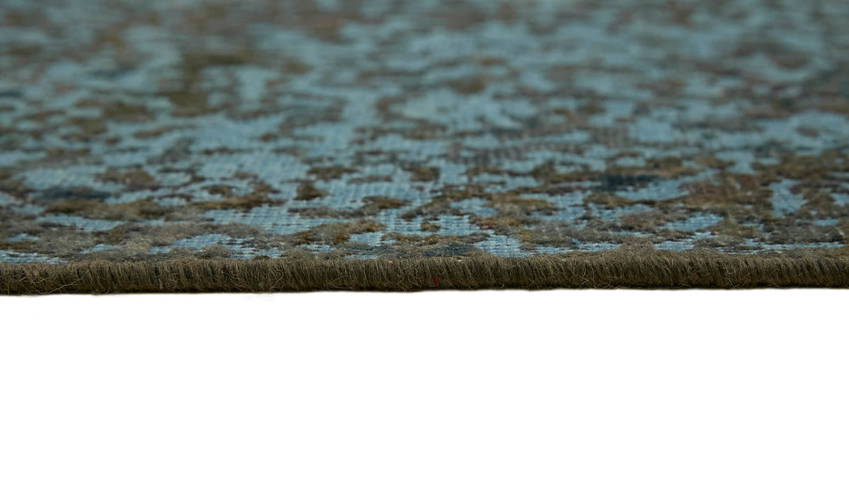 Zelko Overdyed Mavi Soyut Desenli Vintage Halı 331x331 cm – farklı açı