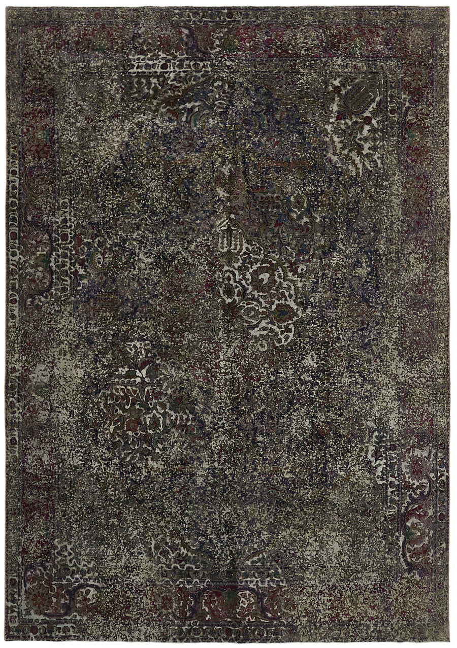 Zelko Bordo Gri Halı Çiçek Desenli Eskitme Dokuma 251x345 cm 44334