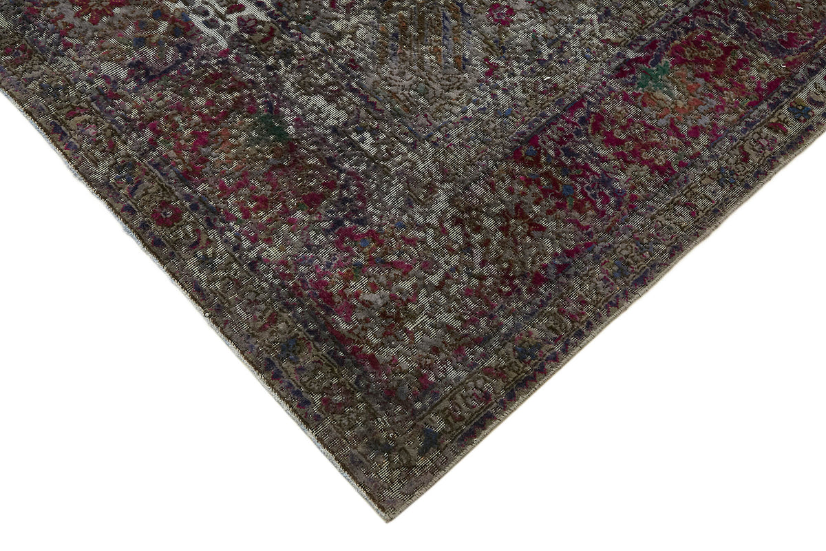 Zelko Bordo Gri Halı Çiçek Desenli Eskitme Dokuma 251x345 cm 44334 – detay görünümü