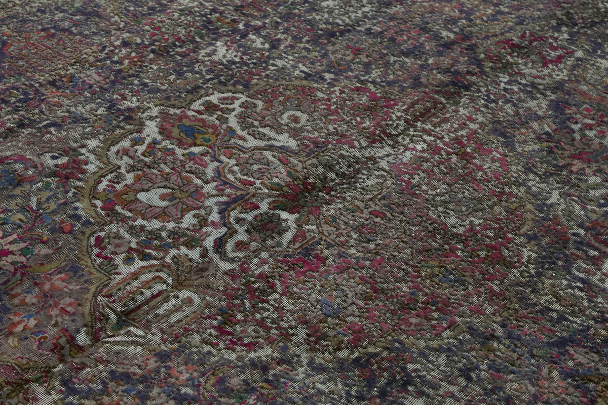 Zelko Bordo Gri Halı Çiçek Desenli Eskitme Dokuma 251x345 cm 44334 – mekânda kullanım