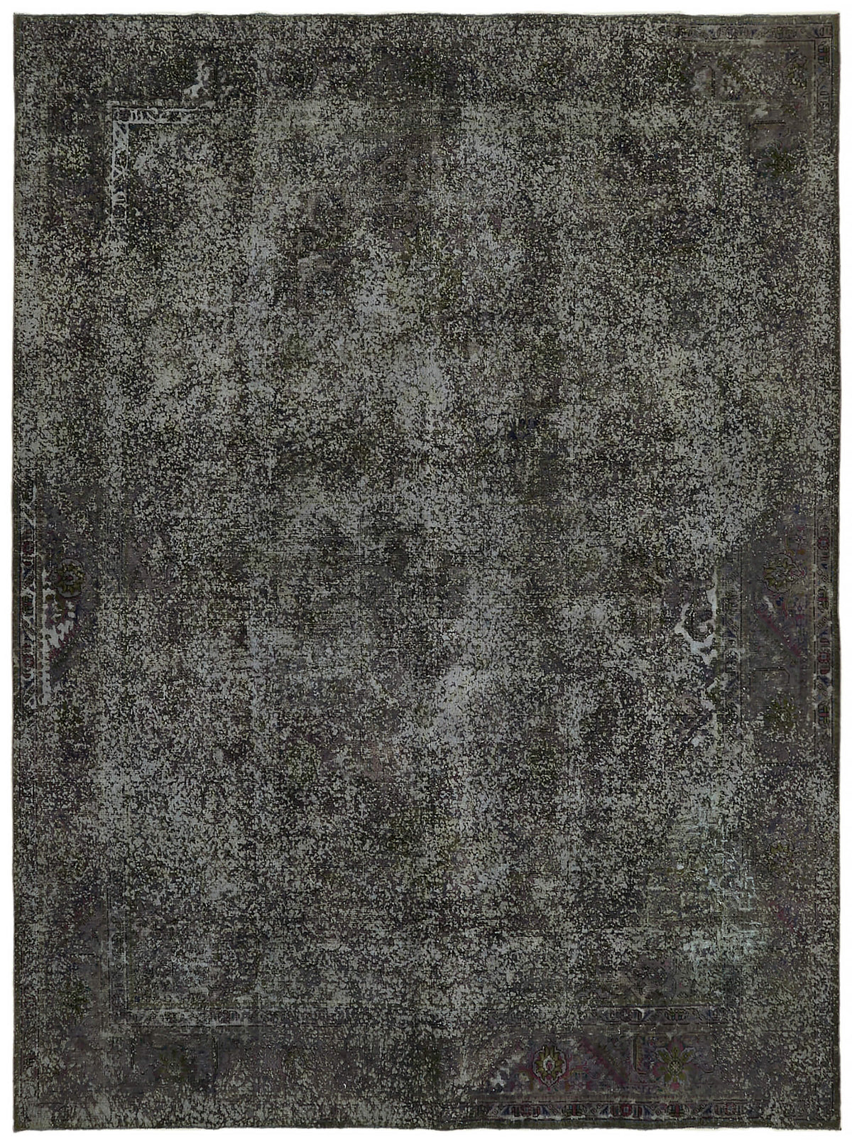 Zelko Antrasit Gri Soyut Desenli Yün Pamuk El Dokuma Halı 295x385 cm