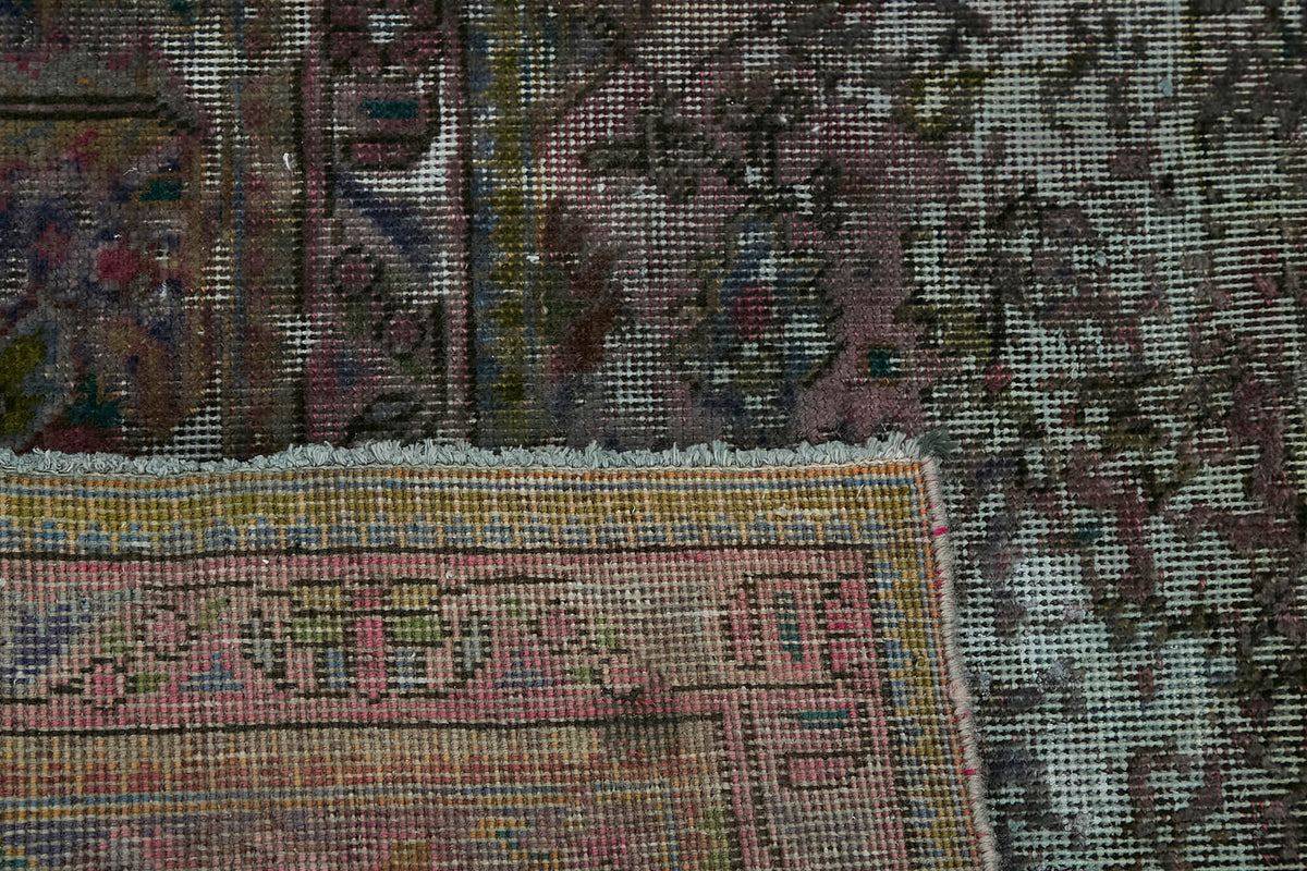 Zelko Antrasit Gri Soyut Desenli Yün Pamuk El Dokuma Halı 295x385 cm – arka yüz görünümü