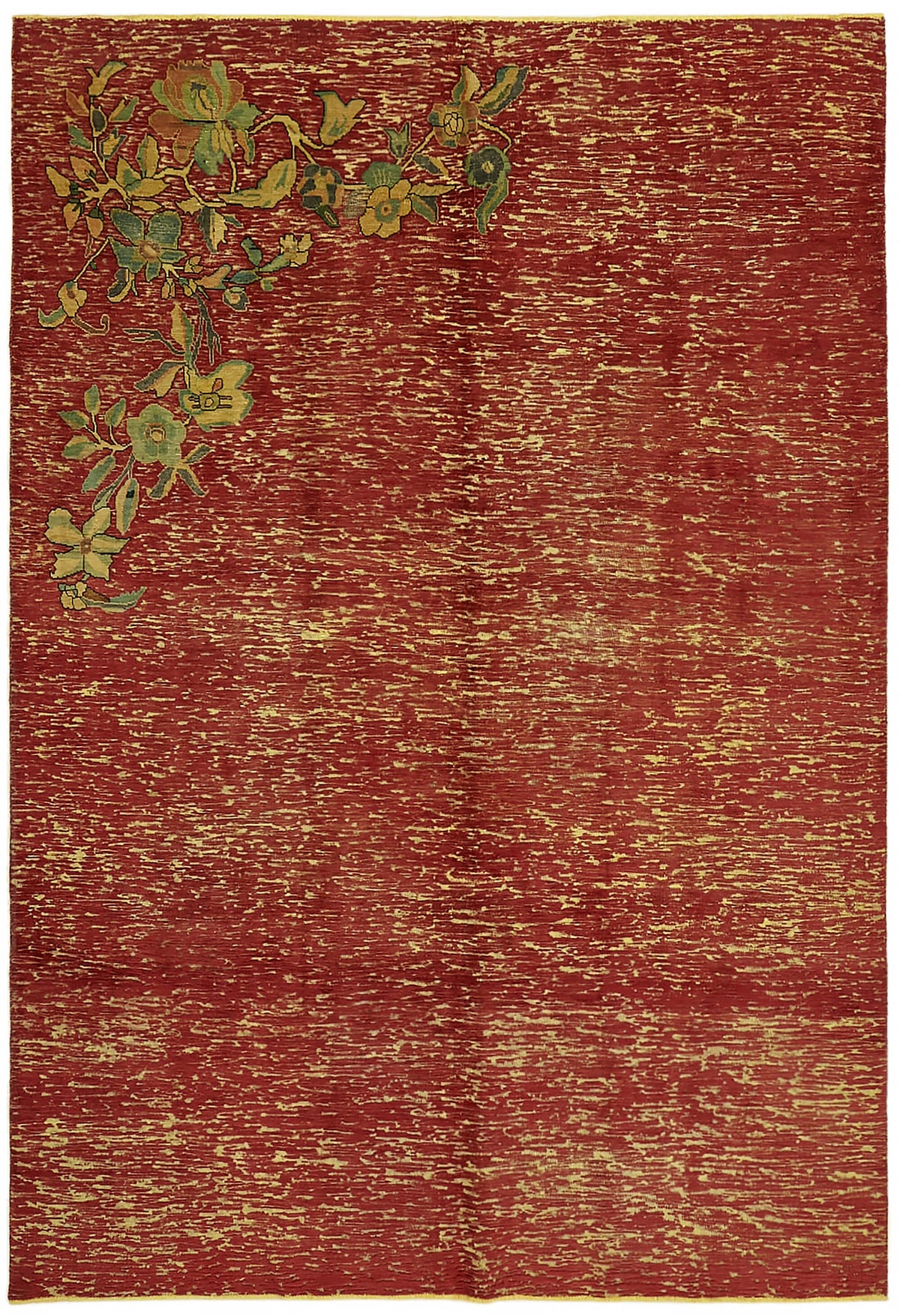 Zelko Bej Modern Halı Vişne Çürüğü ve Yeşil Çiçekli 234x330 cm