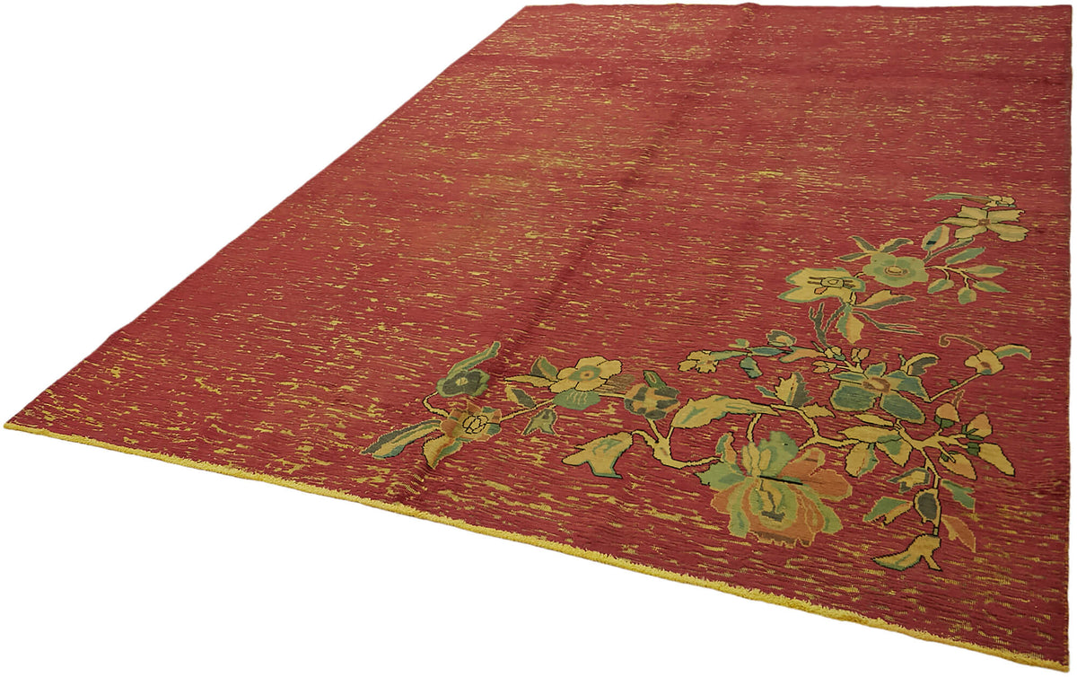 Zelko Bej Modern Halı Vişne Çürüğü ve Yeşil Çiçekli 234x330 cm – doku yakın çekim