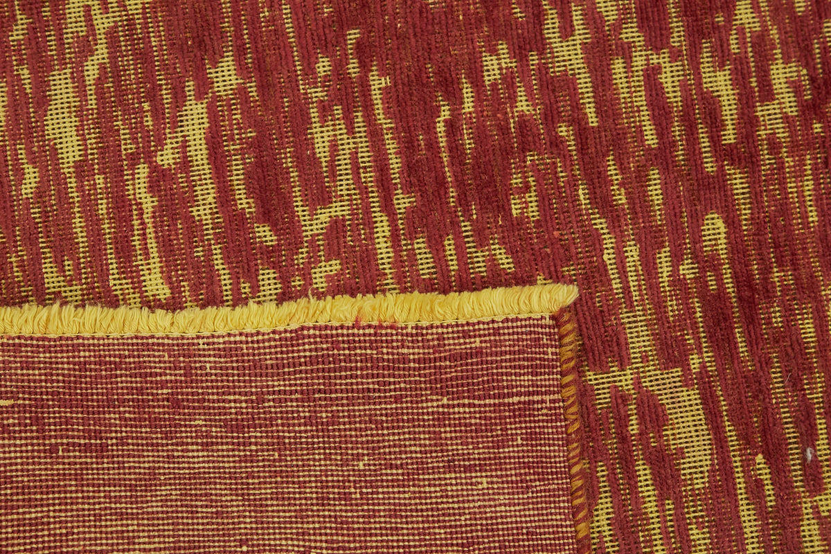 Zelko Bej Modern Halı Vişne Çürüğü ve Yeşil Çiçekli 234x330 cm – arka yüz görünümü
