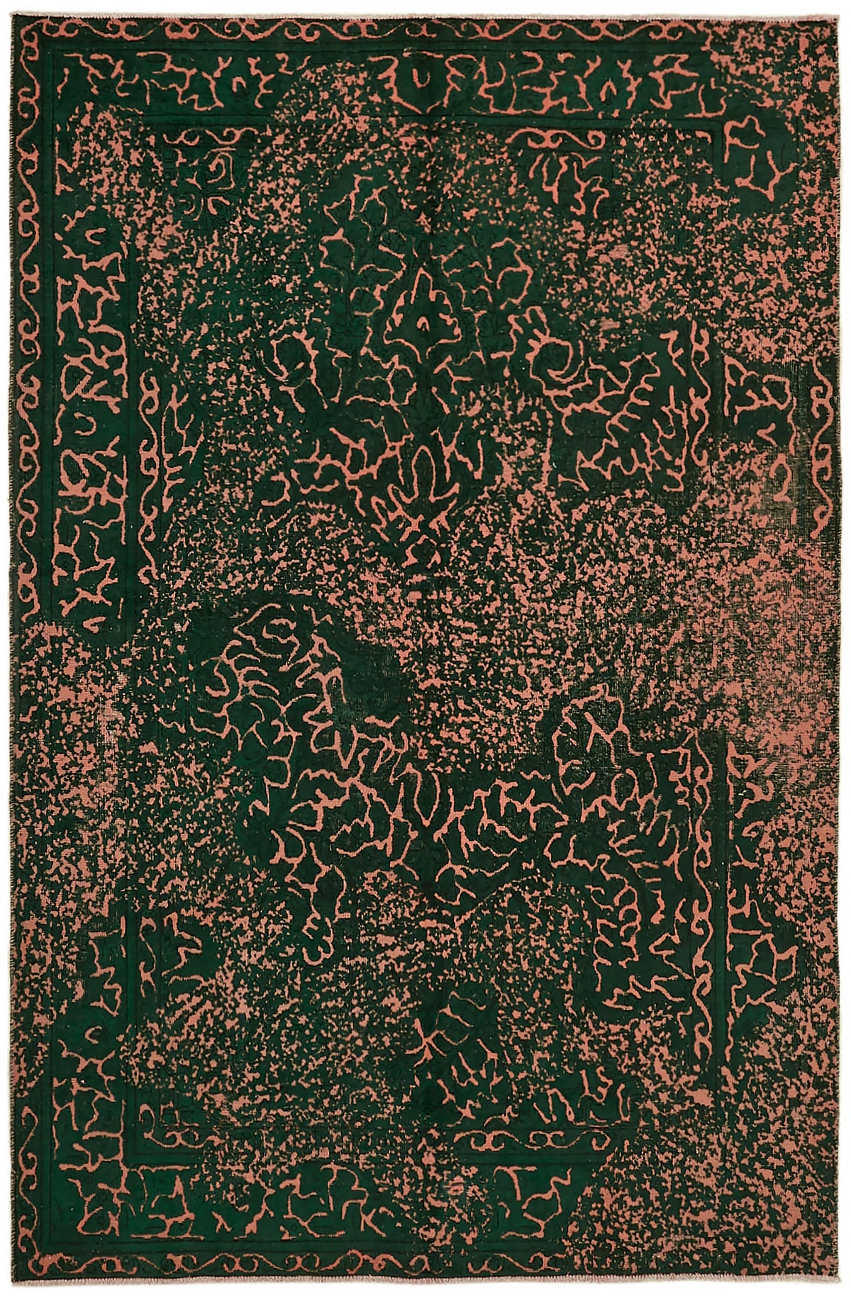 Zelko Koyu Yeşil Halı Modern Soyut Overdyed 198x298 cm 44342