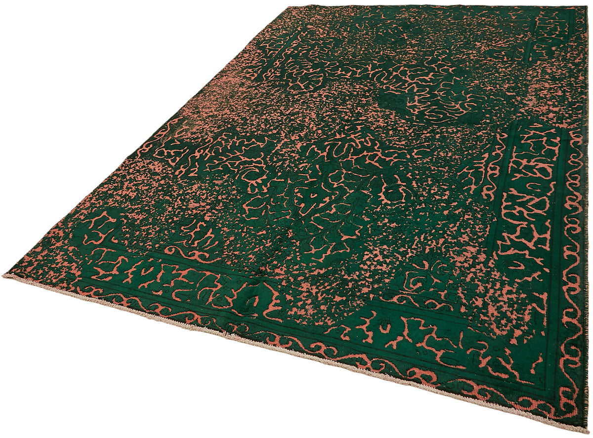 Zelko Koyu Yeşil Halı Modern Soyut Overdyed 198x298 cm 44342 – doku yakın çekim
