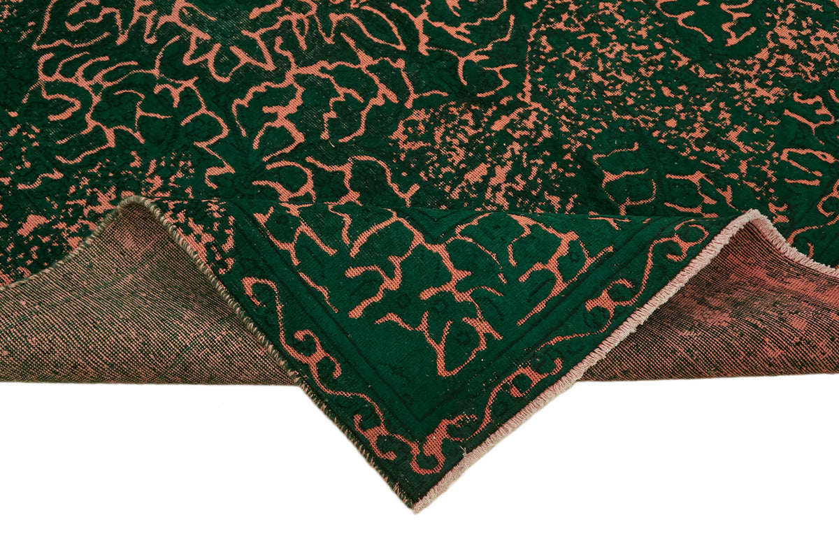 Zelko Koyu Yeşil Halı Modern Soyut Overdyed 198x298 cm 44342 – kenar detayı