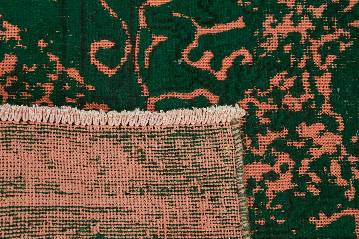 Zelko Koyu Yeşil Halı Modern Soyut Overdyed 198x298 cm 44342 – arka yüz görünümü