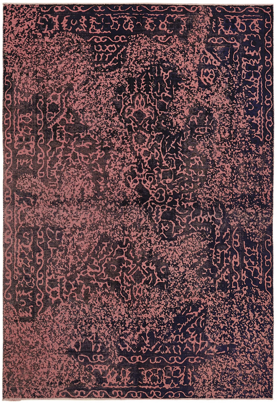 Zelko Overdyed Pembe ve Lacivert Modern Eskitme Halı 199x283 cm