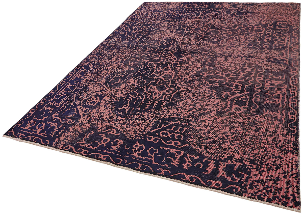 Zelko Overdyed Pembe ve Lacivert Modern Eskitme Halı 199x283 cm – doku yakın çekim