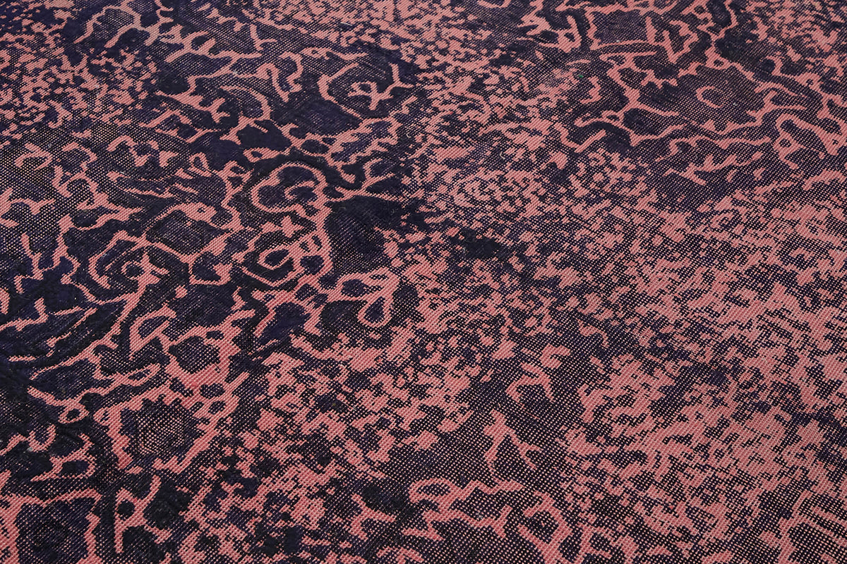 Zelko Overdyed Pembe ve Lacivert Modern Eskitme Halı 199x283 cm – mekânda kullanım