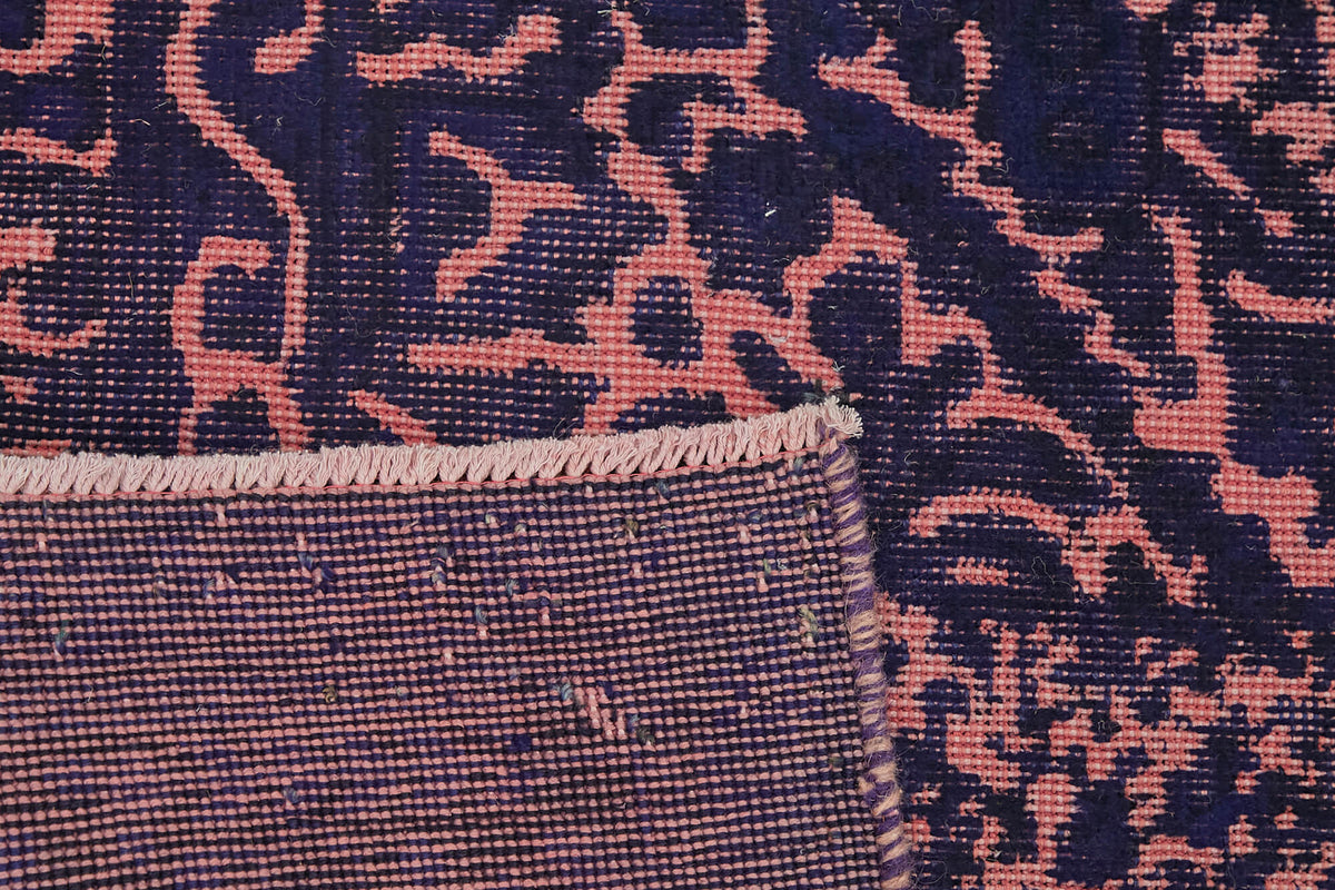 Zelko Overdyed Pembe ve Lacivert Modern Eskitme Halı 199x283 cm – arka yüz görünümü