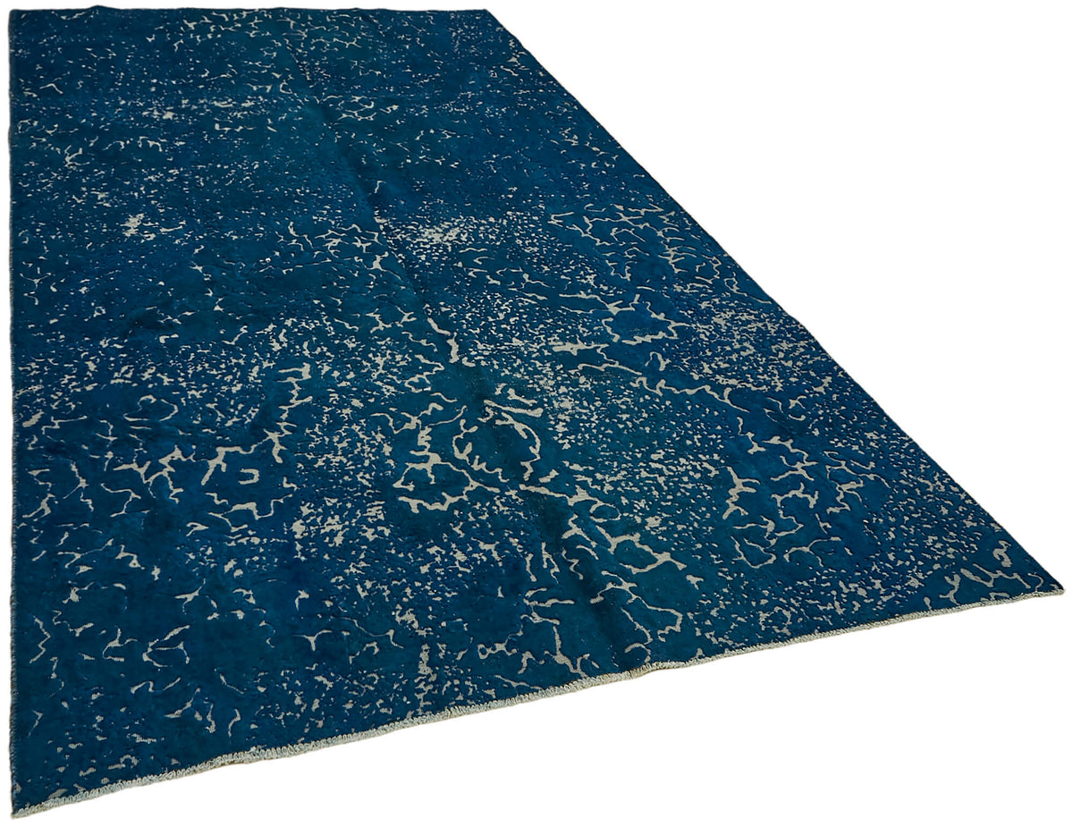 Zelko Overdyed Lacivert Gri Soyut Desenli Vintage Halı 180x302 cm – genel görünüm