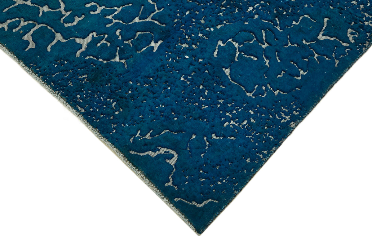 Zelko Overdyed Lacivert Gri Soyut Desenli Vintage Halı 180x302 cm – detay görünümü