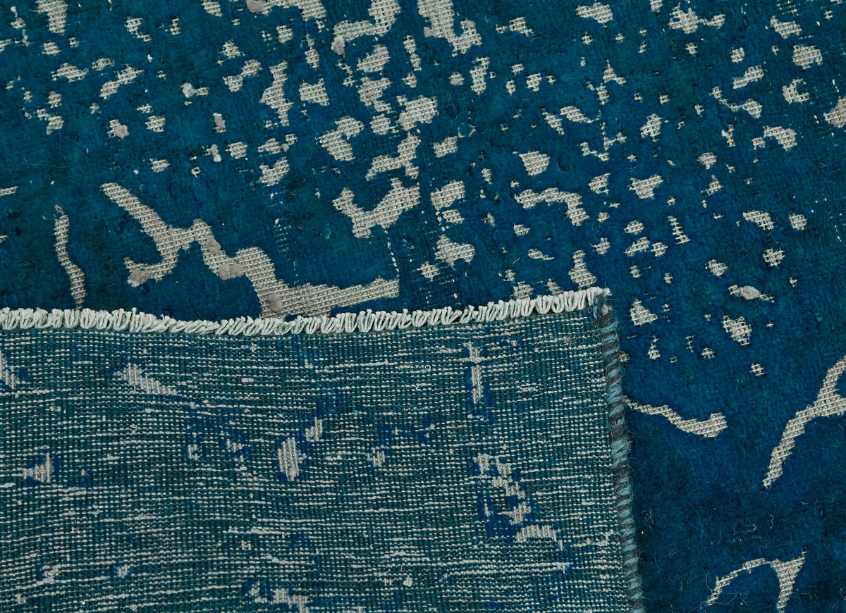 Zelko Overdyed Lacivert Gri Soyut Desenli Vintage Halı 180x302 cm – arka yüz görünümü