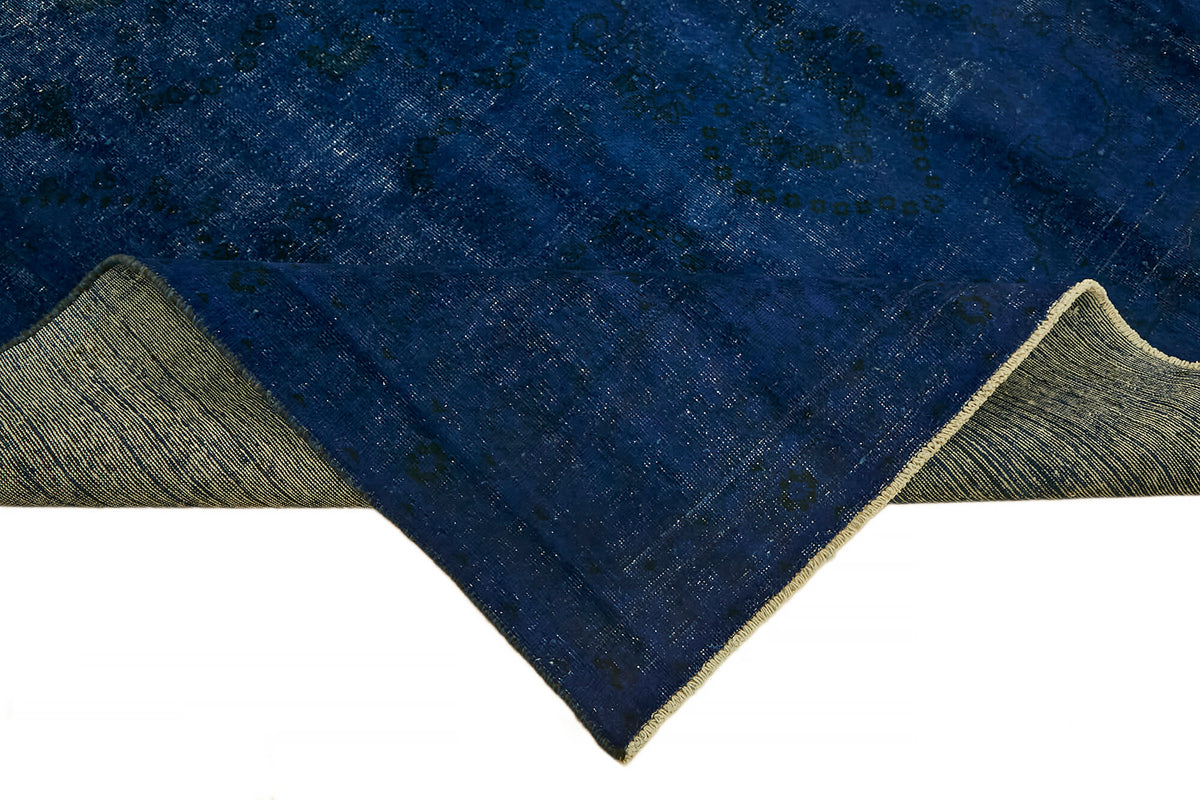 Zelko Lacivert Mavi Soyut El Dokuma Halı 244x330 cm – kenar detayı