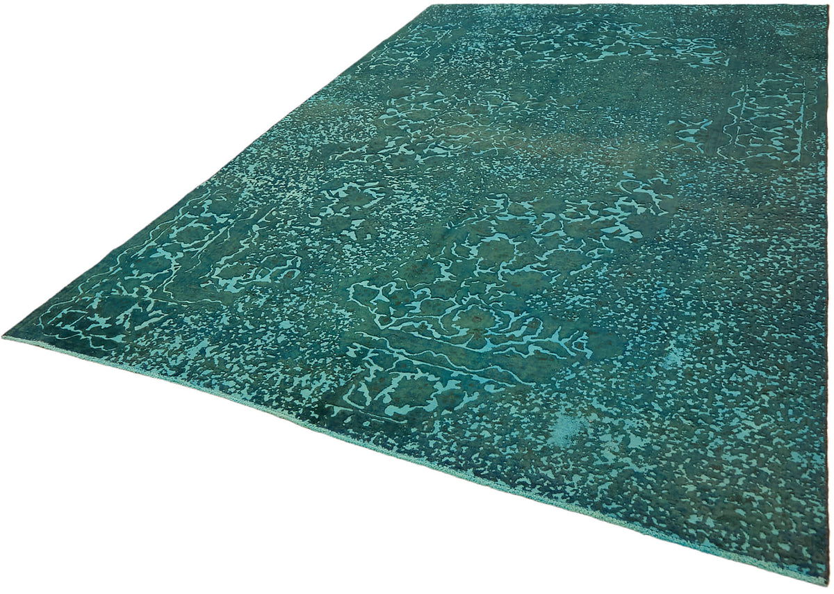Zelko Kırmızı Dokuma Soyut Desenli Turkuaz Vintage Halı 235x367 cm – doku yakın çekim