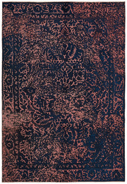 Zelko Çiçek Desenli Lacivert Vintage Halı Overdyed 190x275 cm