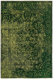 Zelko Koyu Yeşil Hardal Sarı Soyut Modern Yün El Dokuma Halı 190x278 cm