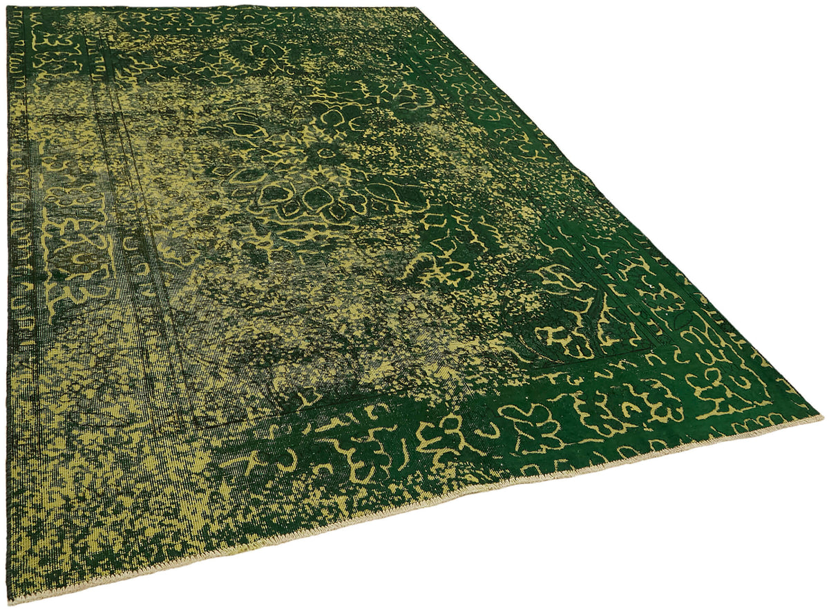 Zelko Koyu Yeşil Hardal Sarı Soyut Modern Yün El Dokuma Halı 190x278 cm – genel görünüm
