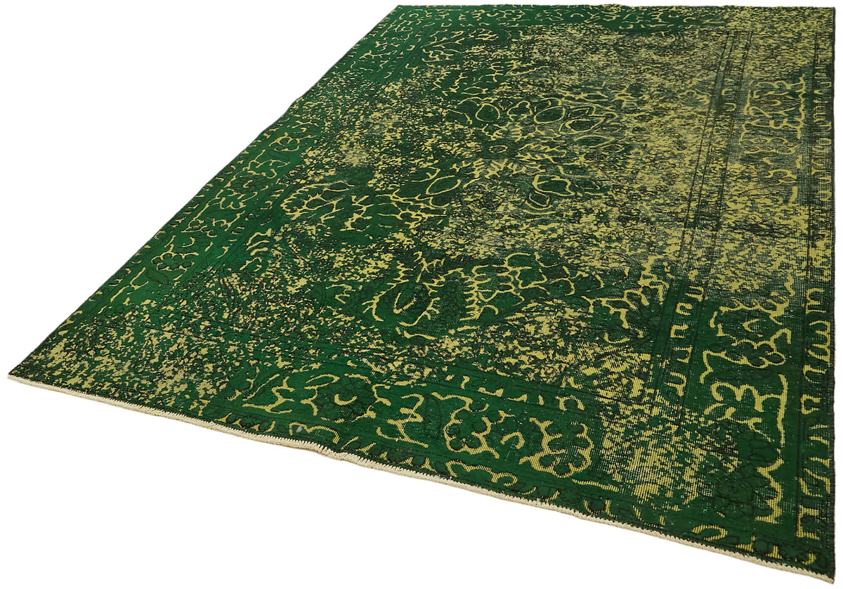 Zelko Koyu Yeşil Hardal Sarı Soyut Modern Yün El Dokuma Halı 190x278 cm – doku yakın çekim