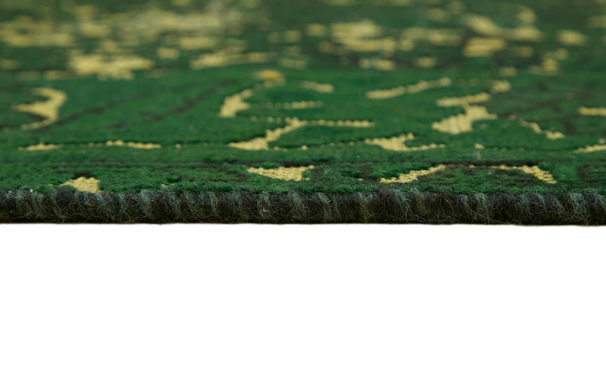 Zelko Koyu Yeşil Hardal Sarı Soyut Modern Yün El Dokuma Halı 190x278 cm – farklı açı
