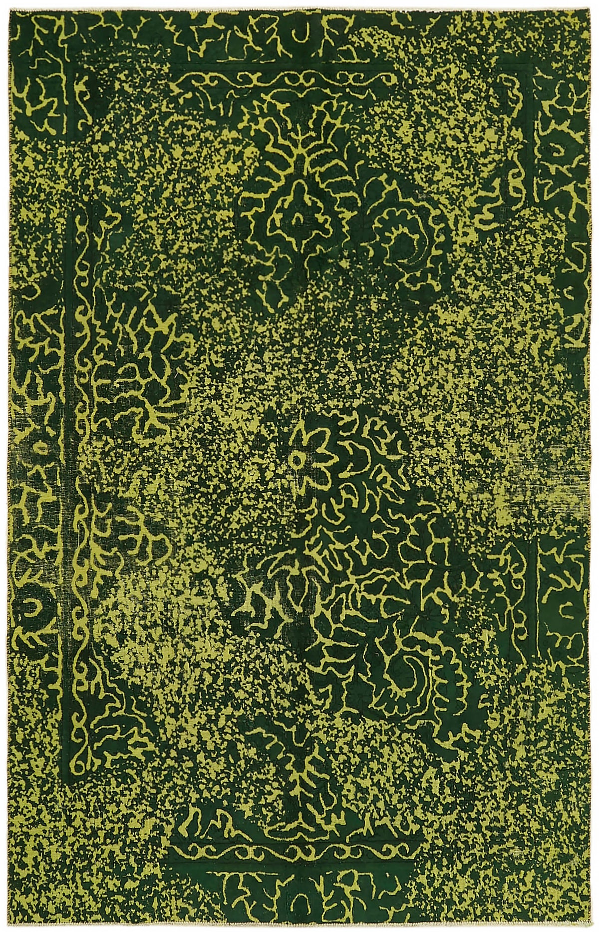 Zelko Yeşil Sarı Soyut Modern El Dokuma Halı 175x270 cm