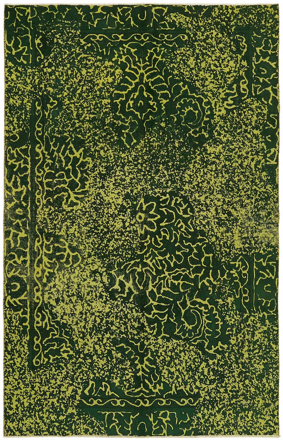 Zelko Yeşil Sarı Soyut Modern El Dokuma Halı 175x270 cm