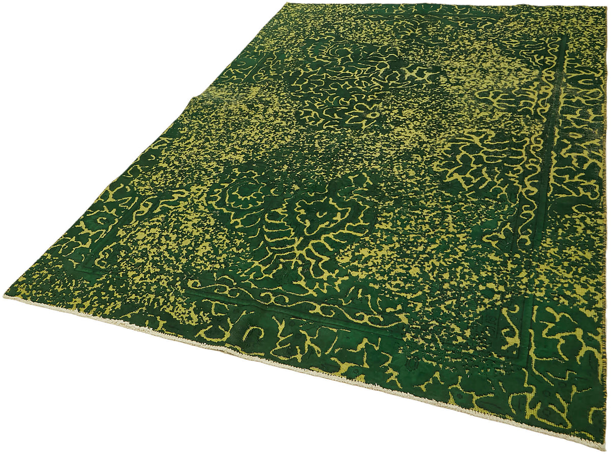 Zelko Yeşil Sarı Soyut Modern El Dokuma Halı 175x270 cm – doku yakın çekim