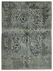 Zelko Gri Antrasit Soyut Desenli Modern Pamuk Yün El Dokuma Halı 270x370 cm
