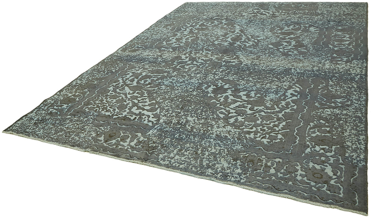 Zelko Gri Antrasit Soyut Desenli Modern Pamuk Yün El Dokuma Halı 270x370 cm – doku yakın çekim