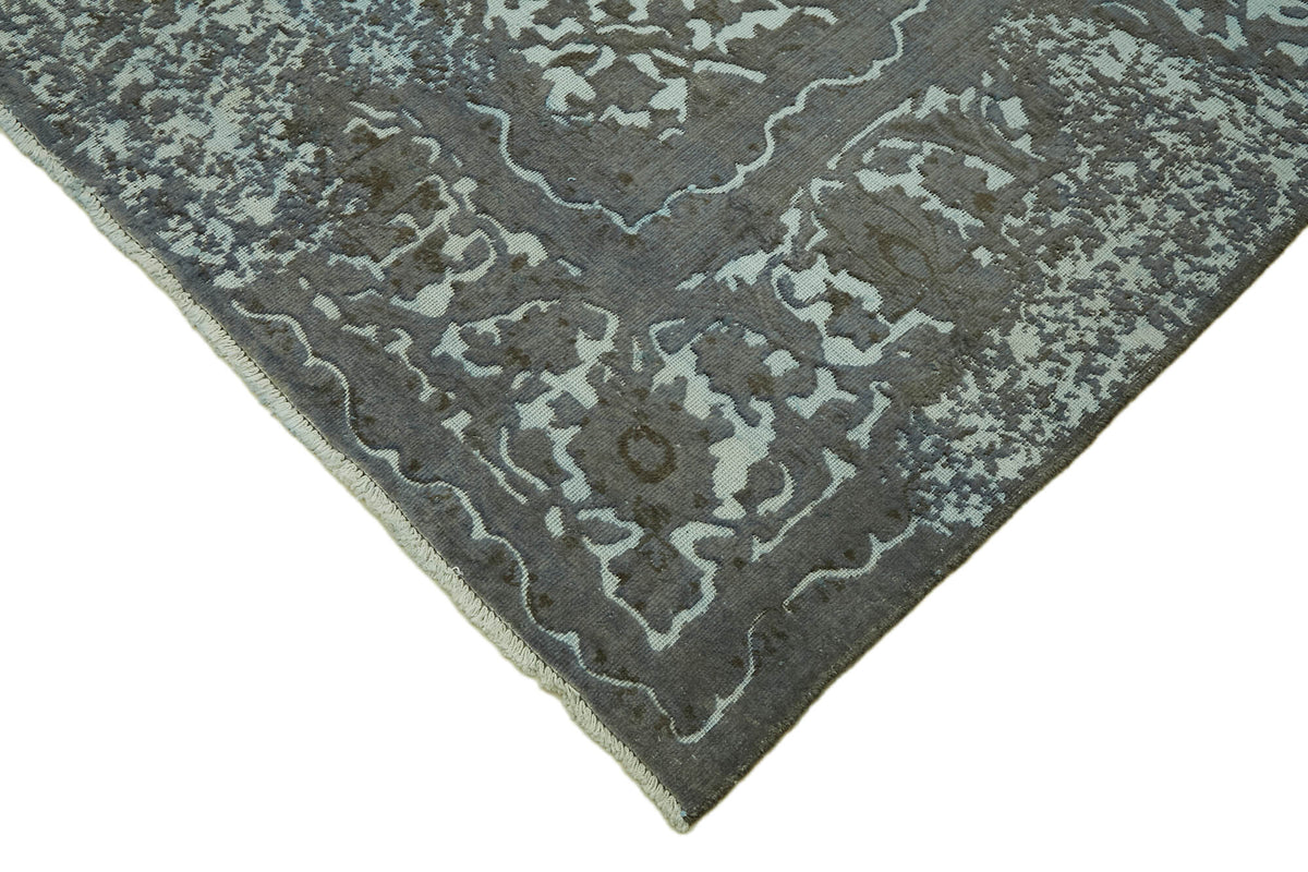 Zelko Gri Antrasit Soyut Desenli Modern Pamuk Yün El Dokuma Halı 270x370 cm – detay görünümü