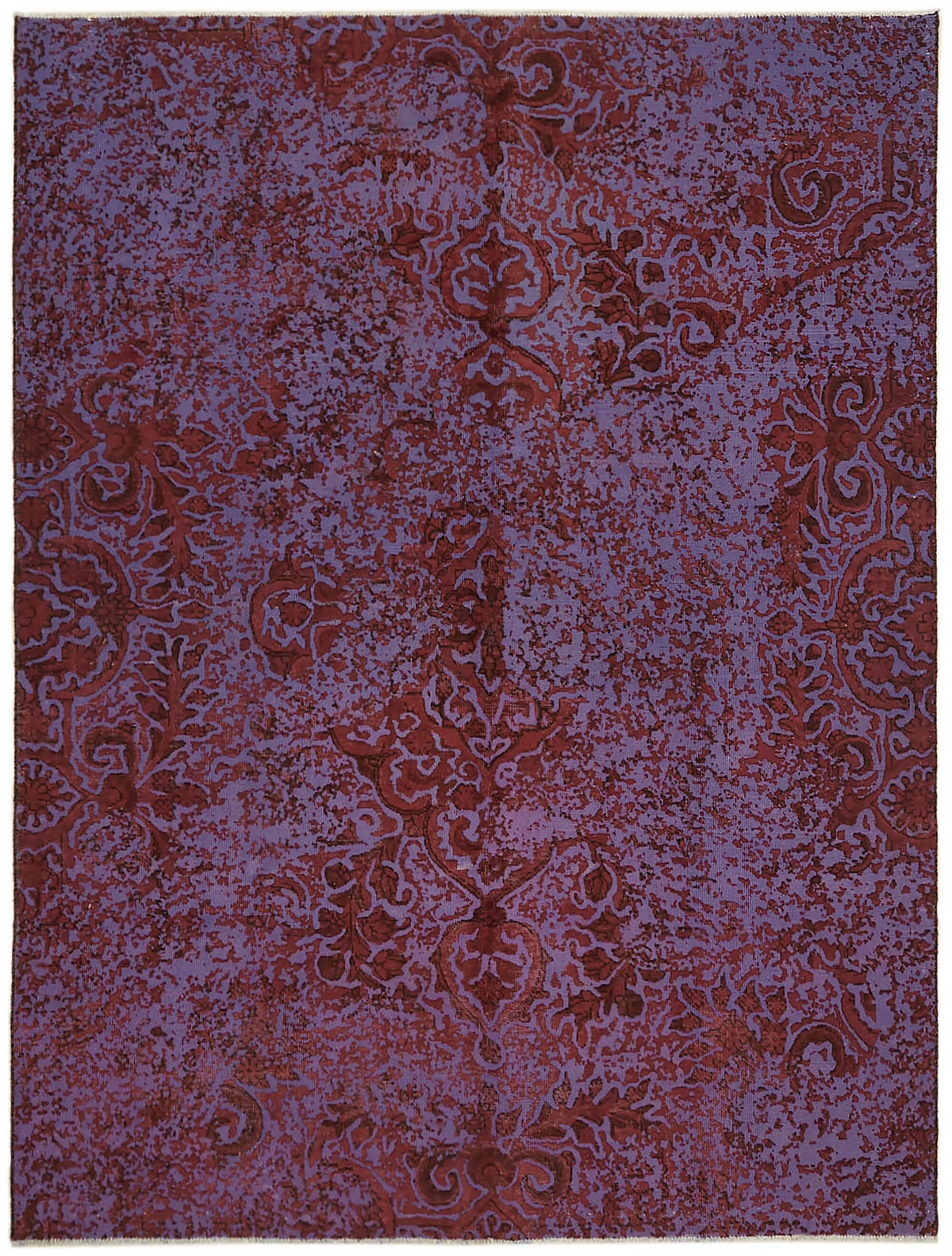 Zelko Overdyed Bordo Mor Eskitme Çiçekli Halı 203x266 cm 44361