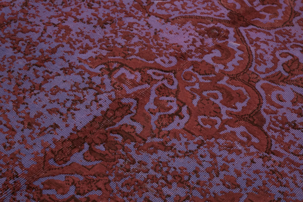 Zelko Overdyed Bordo Mor Eskitme Çiçekli Halı 203x266 cm 44361 – mekânda kullanım