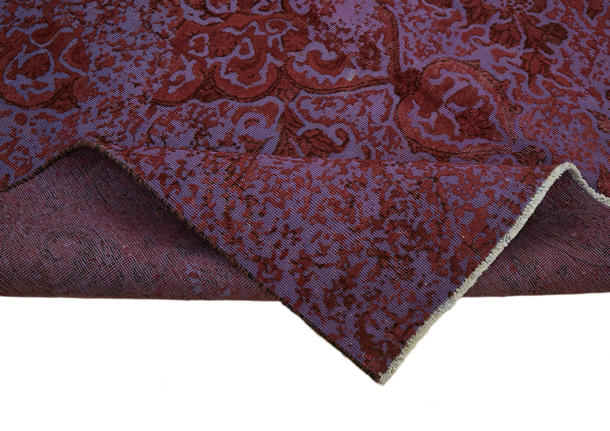 Zelko Overdyed Bordo Mor Eskitme Çiçekli Halı 203x266 cm 44361 – kenar detayı