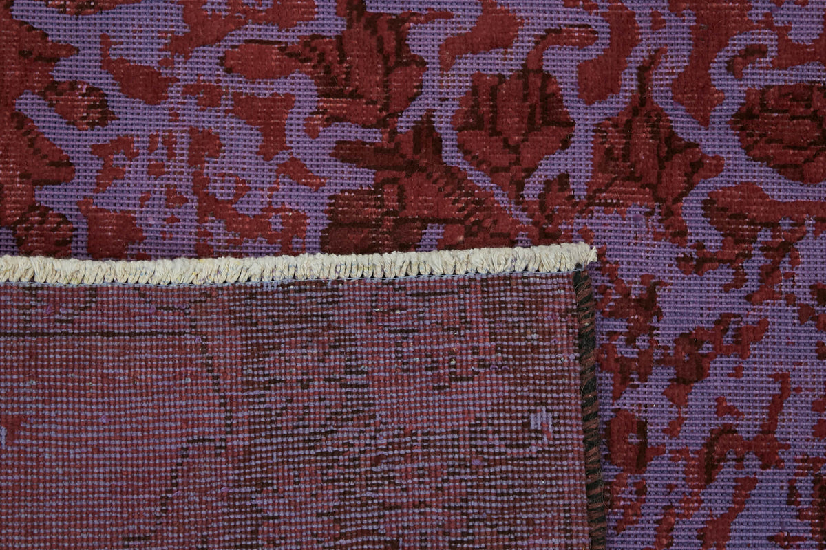 Zelko Overdyed Bordo Mor Eskitme Çiçekli Halı 203x266 cm 44361 – arka yüz görünümü