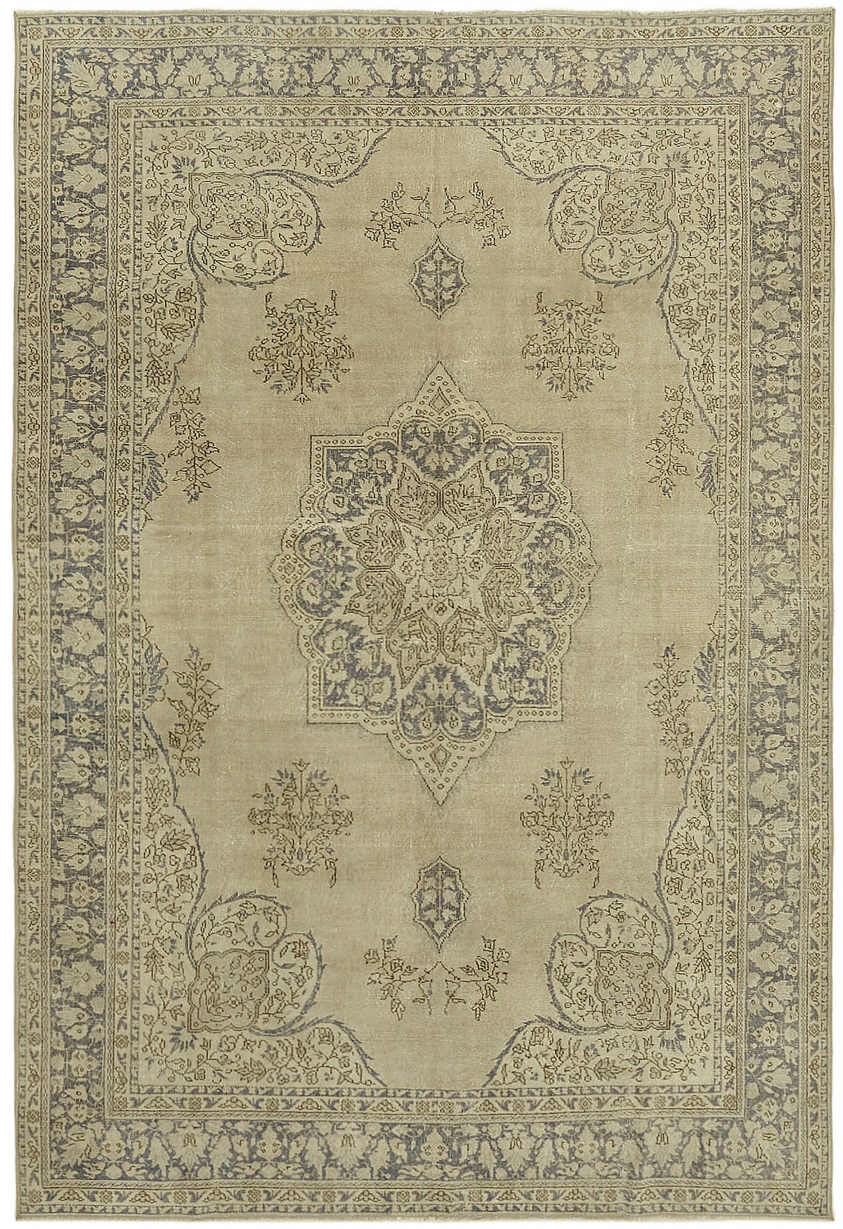 Tappeto Rusvo beige con medaglioni grigio antracite, 250x364 cm