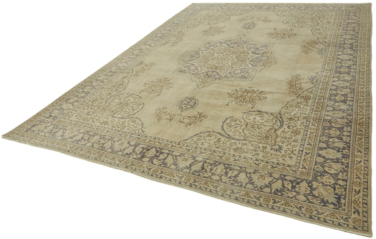 Tappeto Rusvo beige con medaglioni grigio antracite, 250x364 cm – primo piano texture