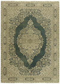 Rusvo Bej Halı Lacivert Madalyon Desenli Vintage 202x280 cm