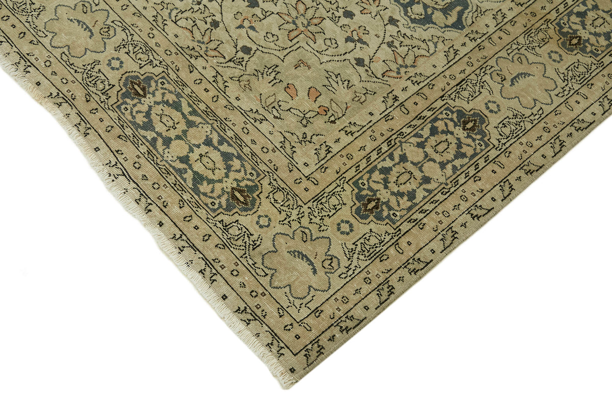 Rusvo Bej Halı Lacivert Madalyon Desenli Vintage 202x280 cm – detay görünümü
