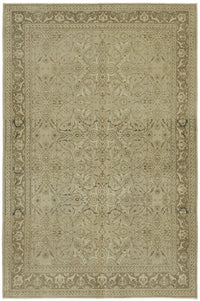 Rusvo Düz Kahverengi Halı Bej Madalyon Desenli Vintage 220x327 cm