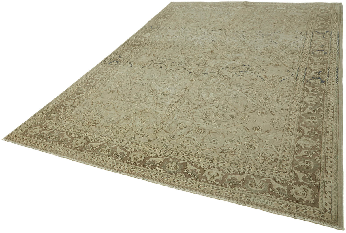 Rusvo Düz Kahverengi Halı Bej Madalyon Desenli Vintage 220x327 cm – doku yakın çekim