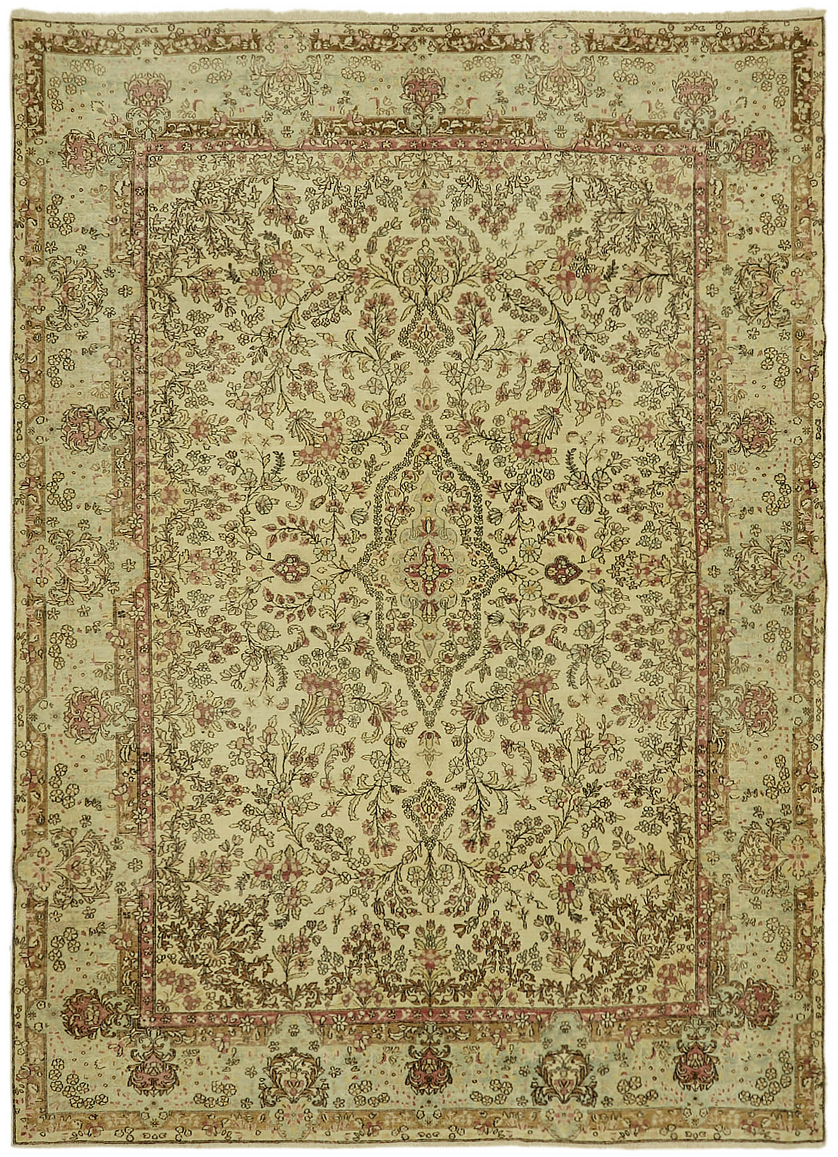 Rusvo Vintage Pembe Çiçekli El Dokuma Halı 265x363 cm 44418