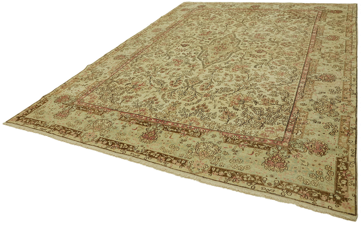 Rusvo Vintage Pembe Çiçekli El Dokuma Halı 265x363 cm 44418 – doku yakın çekim
