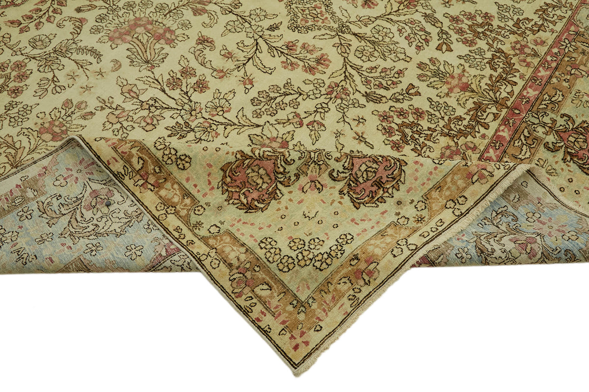 Rusvo Vintage Pembe Çiçekli El Dokuma Halı 265x363 cm 44418 – kenar detayı